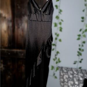 Elegant Black Satin Dress